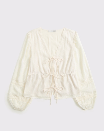 Long-Sleeve Tie-Front Top