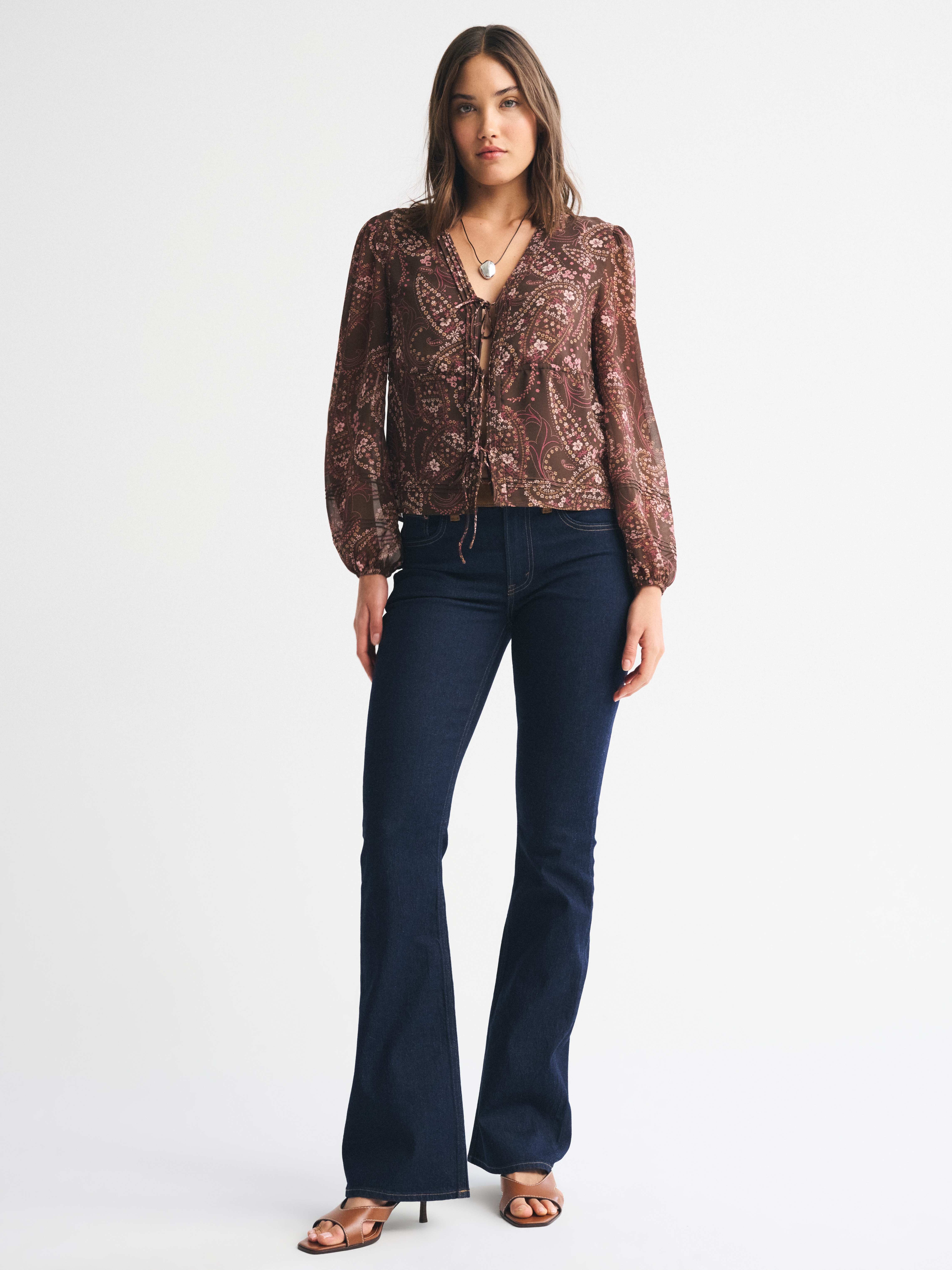 Женские топы Abercrombie & Fitch Long-Sleeve Tie-Front Top — фото 3