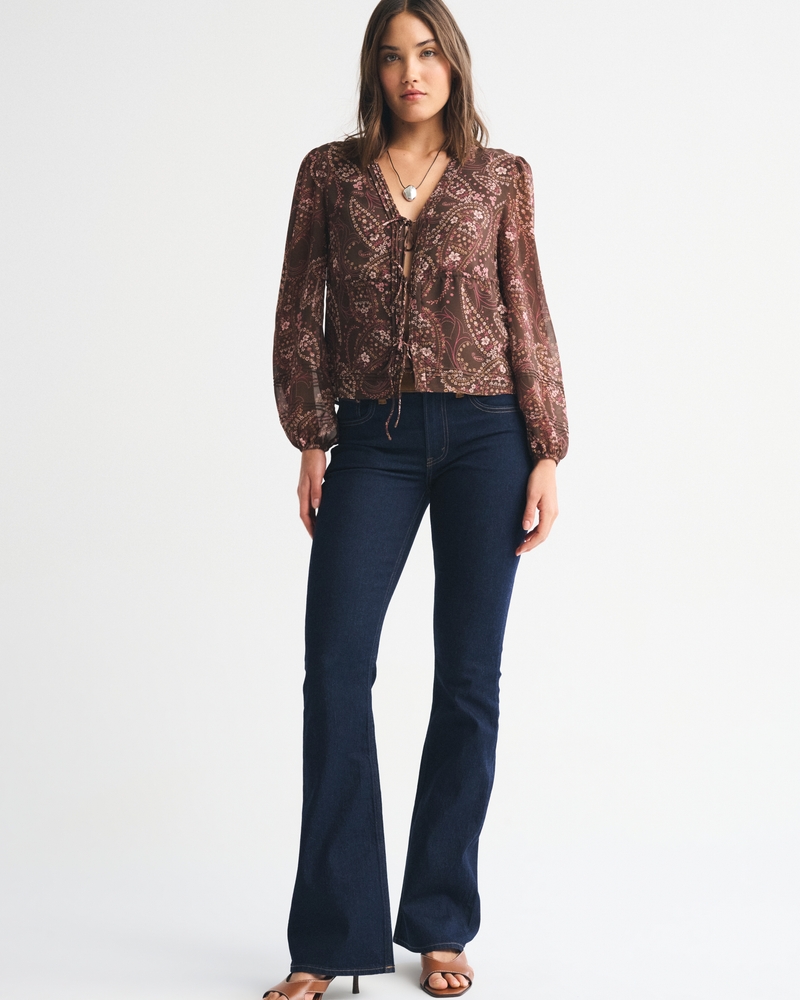 Long-Sleeve Tie-Front Top