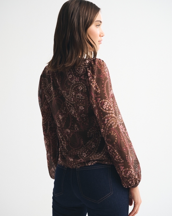 Long-Sleeve Tie-Front Top