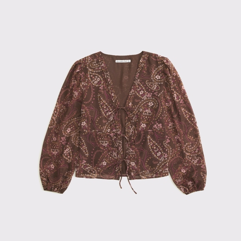 Женские топы Abercrombie & Fitch Long-Sleeve Tie-Front Top