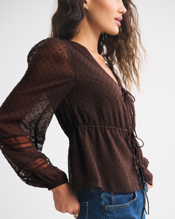 Long-Sleeve Tie-Front Top