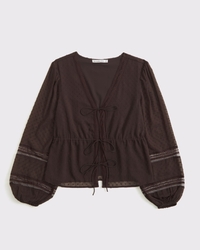 Long-Sleeve Tie-Front Top