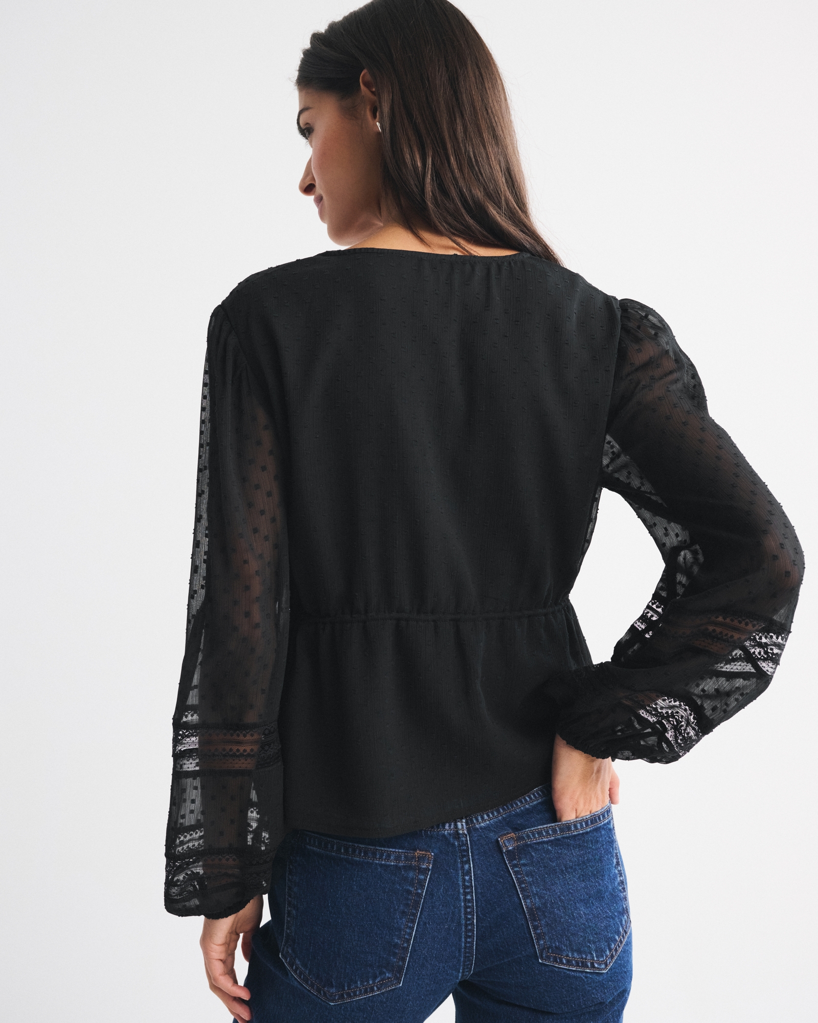 Long-Sleeve Tie-Front Top
