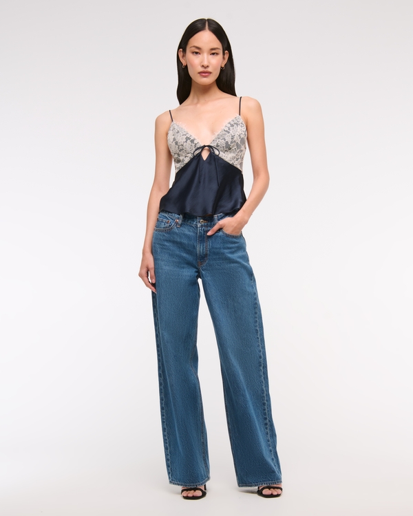 Lace and Satin V-Neck Cami