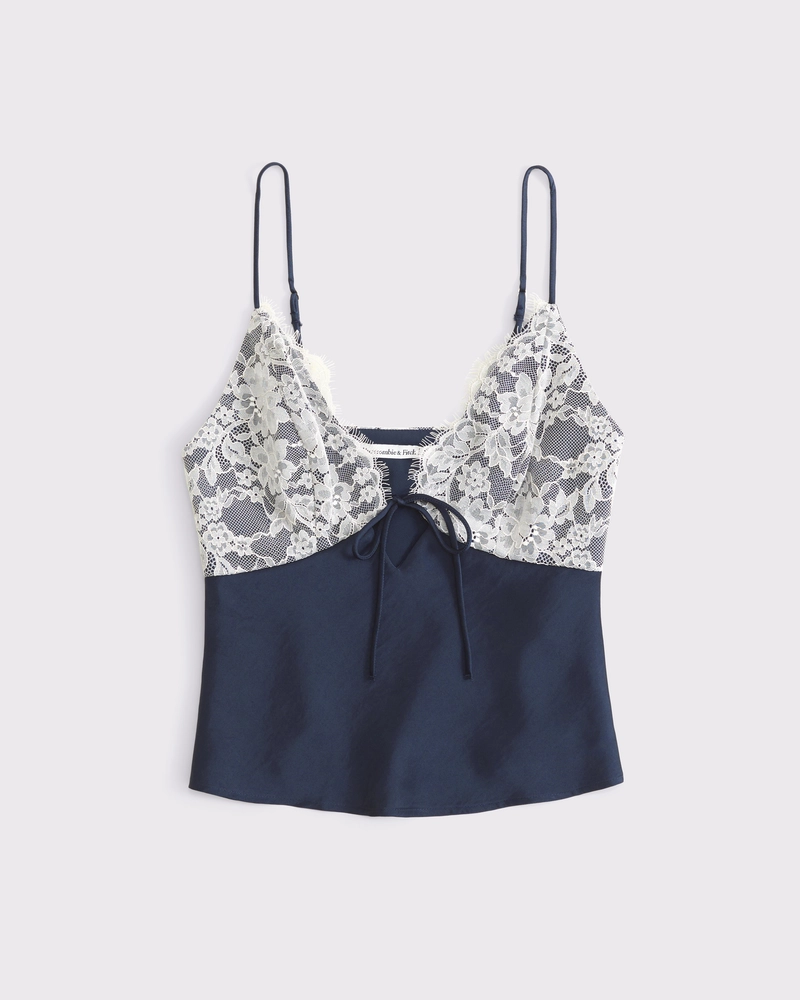 Lace and Satin V-Neck Cami
