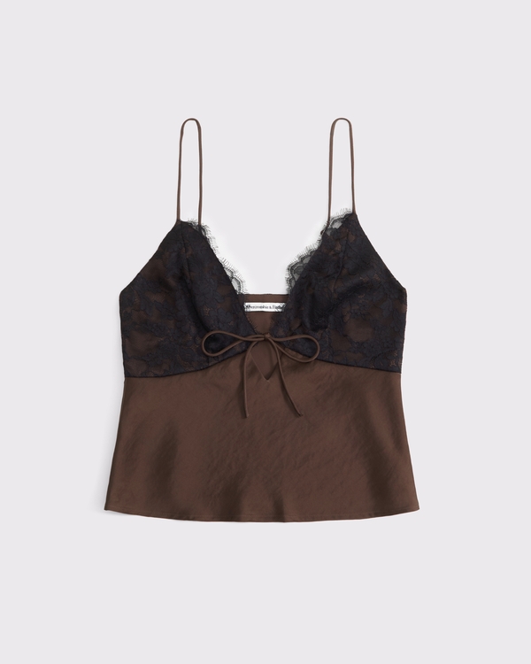 The A&F Bella Tie-Front Cami, Chestnut view 1
