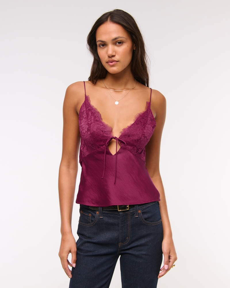 Lace and Satin V-Neck Cami