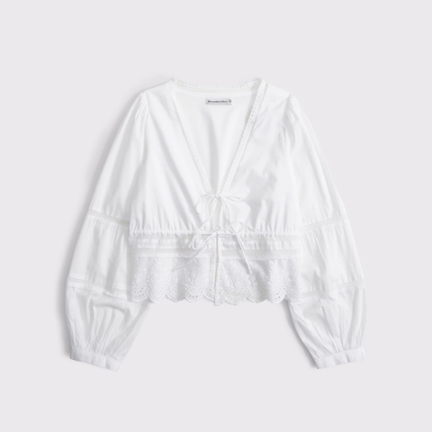 Женские топы Abercrombie & Fitch Long-Sleeve Lace Tie-Front Top