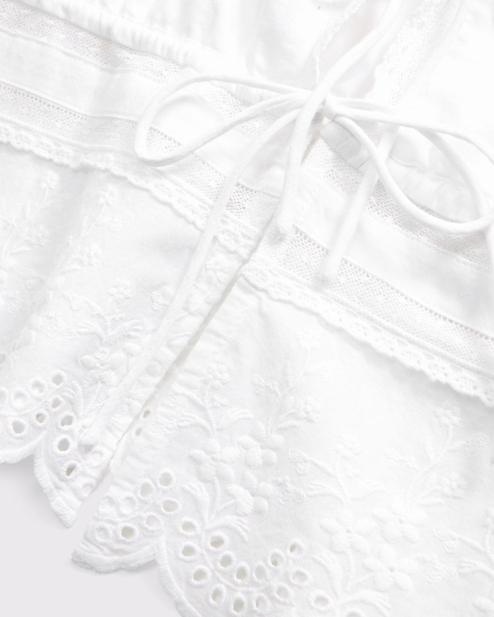 Long-Sleeve Lace Tie-Front Top