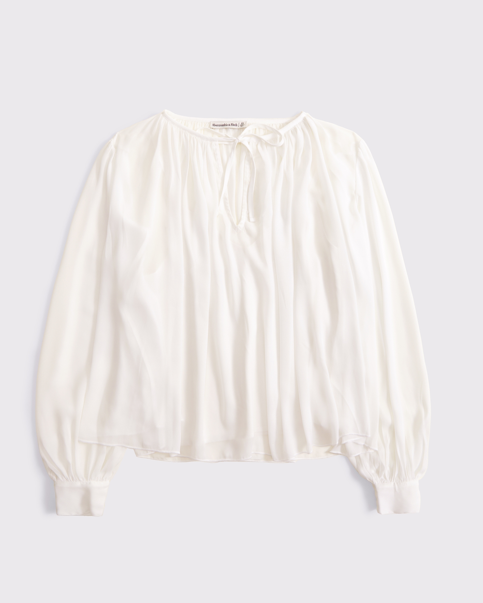 Long-Sleeve Tie-Front Blouse