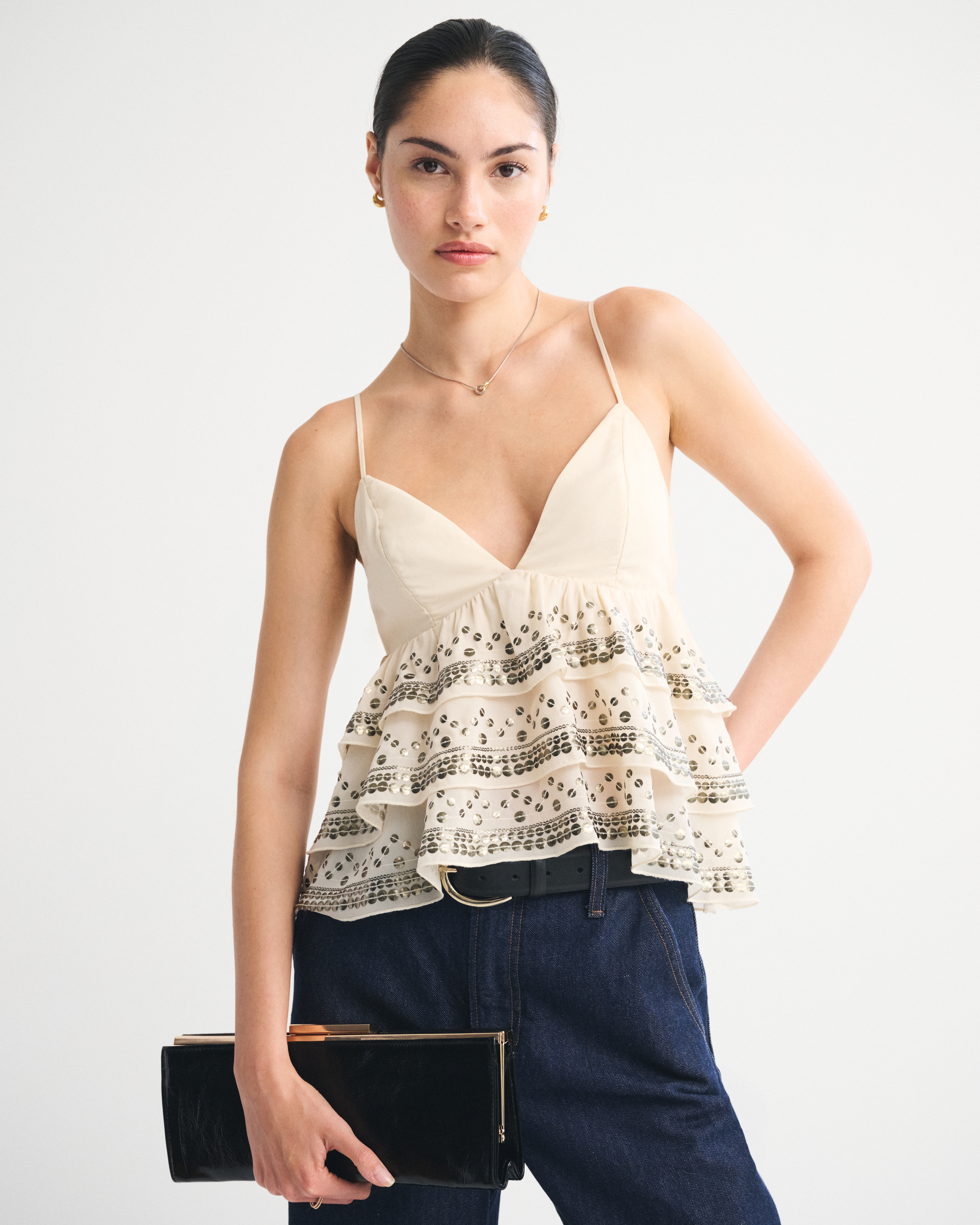 Женские топы Abercrombie & Fitch Sequin Tiered Cami — фото 3