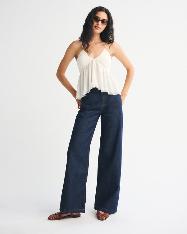 V-Neck Ruched Cami, Cream view 2