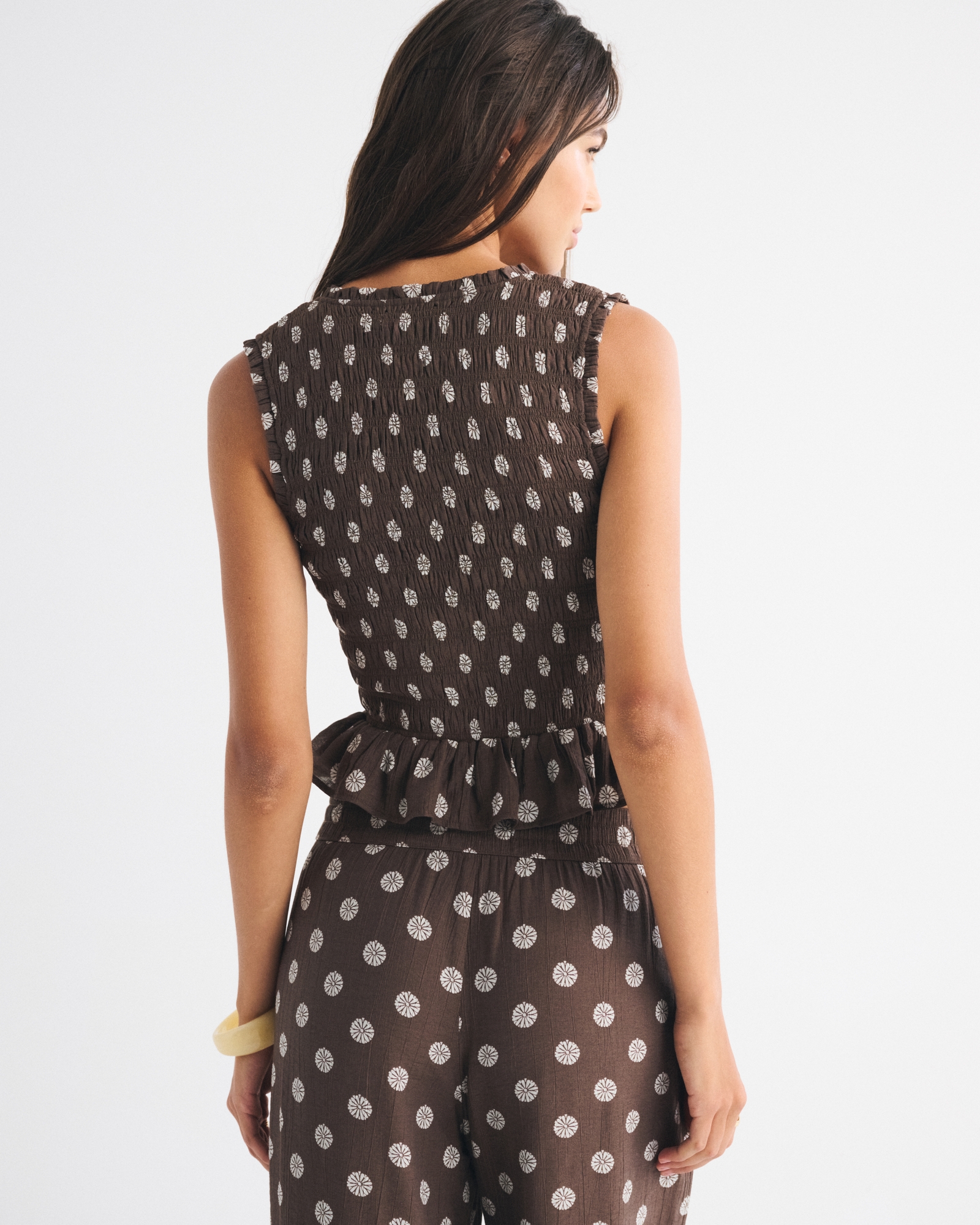 Smocked Tie-Front Set Top