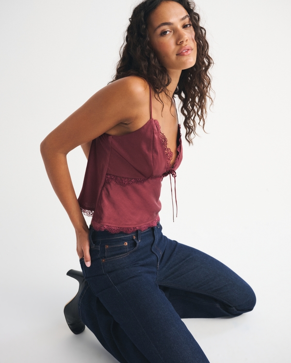 The A&F Bella Tie-Front Cami, Burgundy view 1