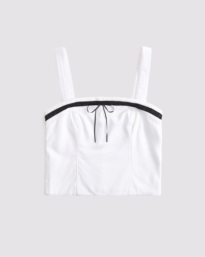 Linen-Blend Strapless Set Top