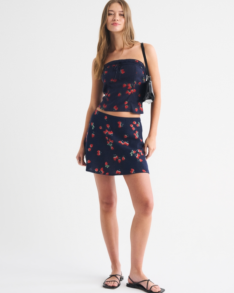 Linen-Blend Strapless Set Top