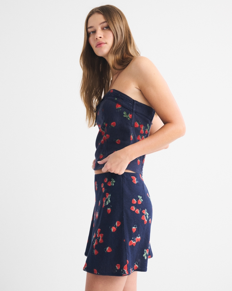 Linen-Blend Strapless Set Top