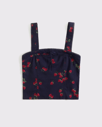 Linen-Blend Strapless Set Top