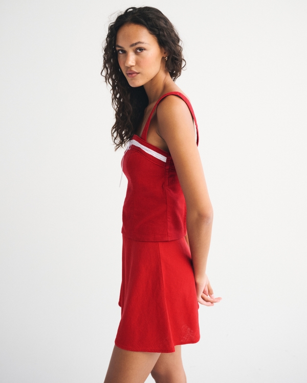 Linen-Blend Strapless Set Top