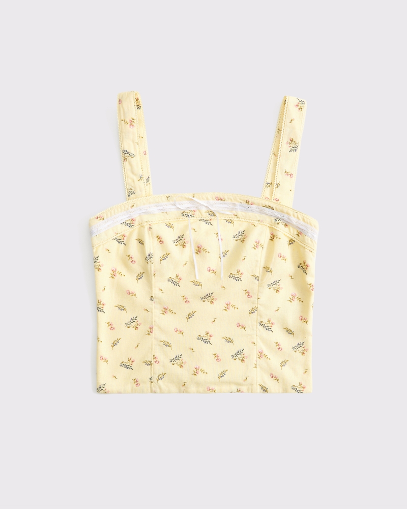 Linen-Blend Strapless Set Top