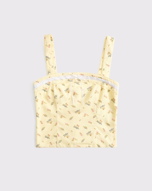 Linen-Blend Strapless Set Top