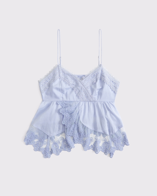 Babydoll Lace-Trim Cami, Blue view 1