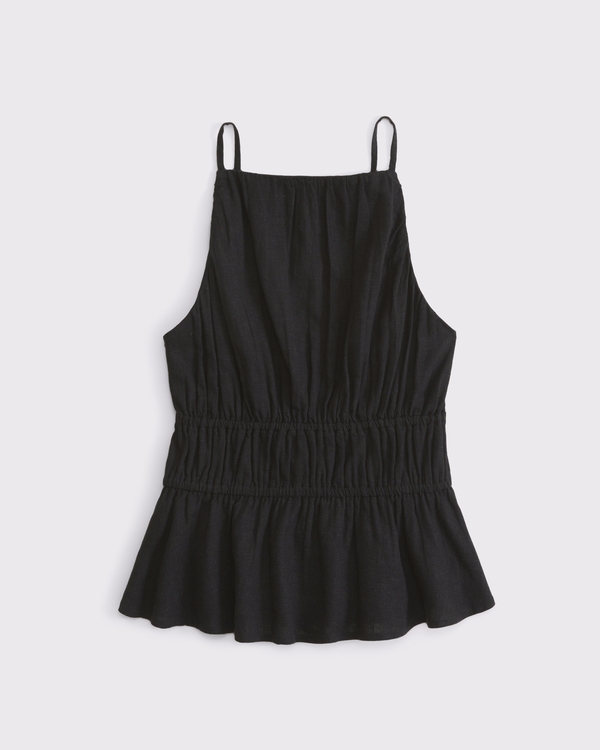 Smocked Halter Top, Black view 1