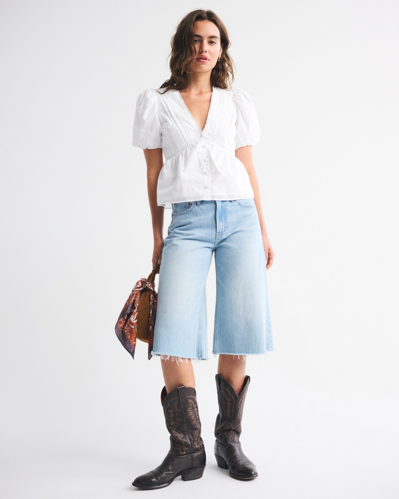 Puff Sleeve Button-Through Top
