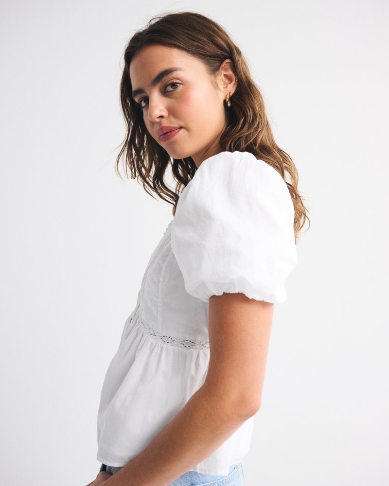 Puff Sleeve Button-Through Top