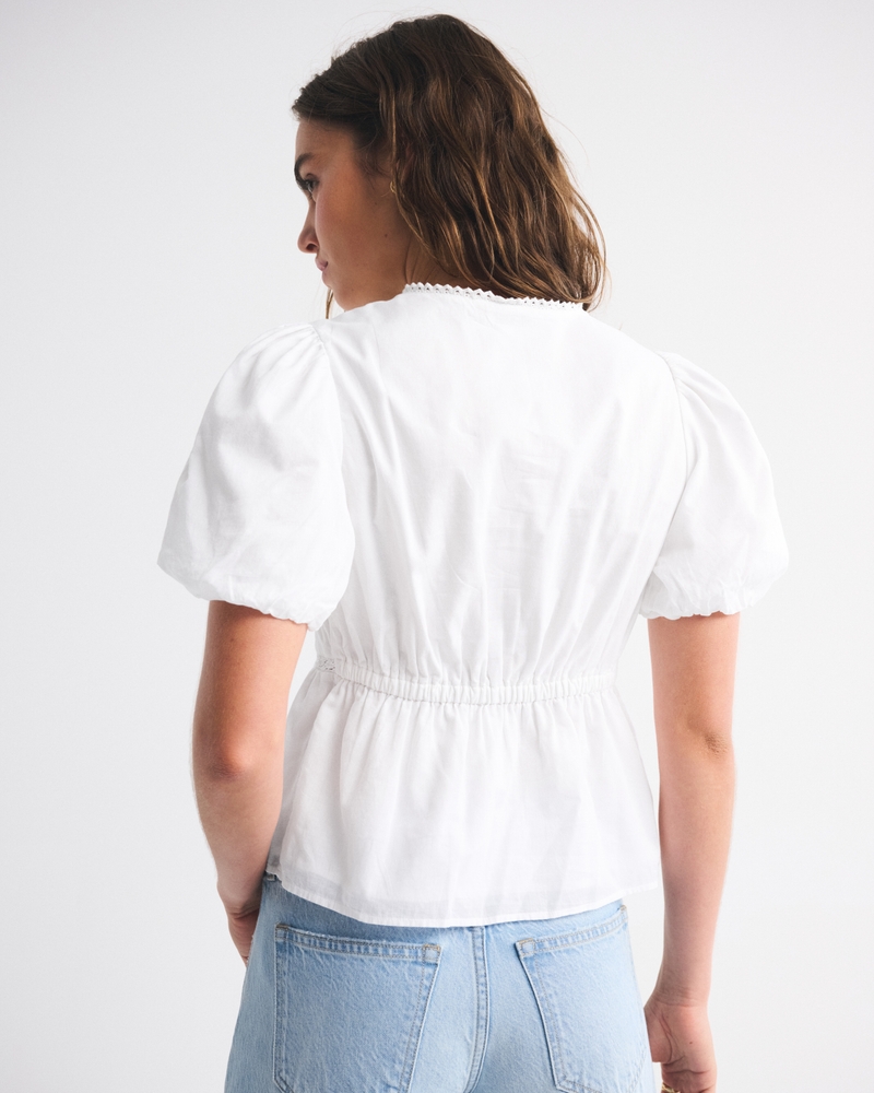 Puff Sleeve Button-Through Top