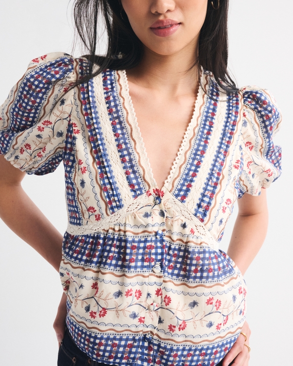 Puff Sleeve Button-Through Top