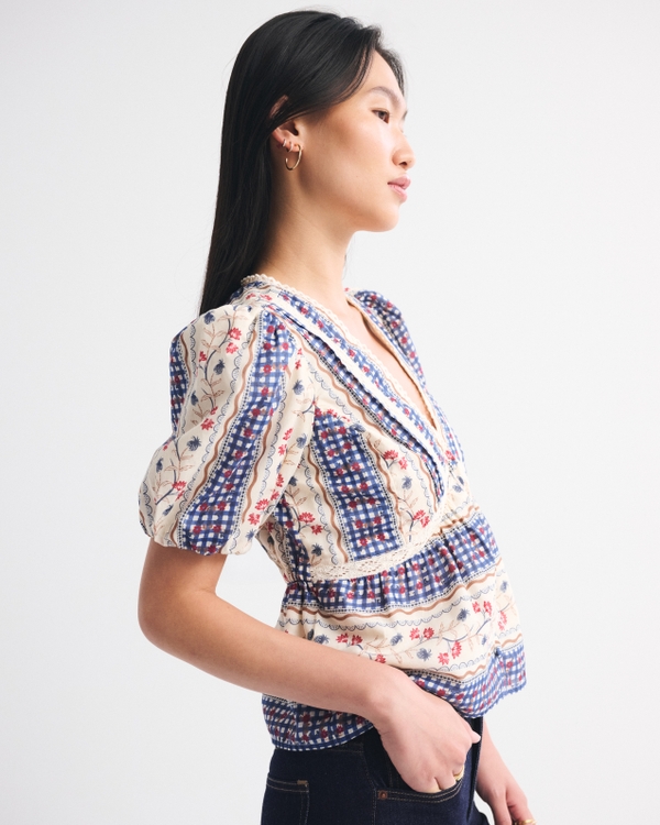 Puff Sleeve Button-Through Top