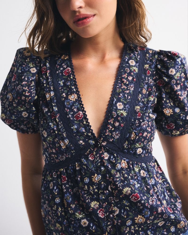 Puff Sleeve Button-Through Top