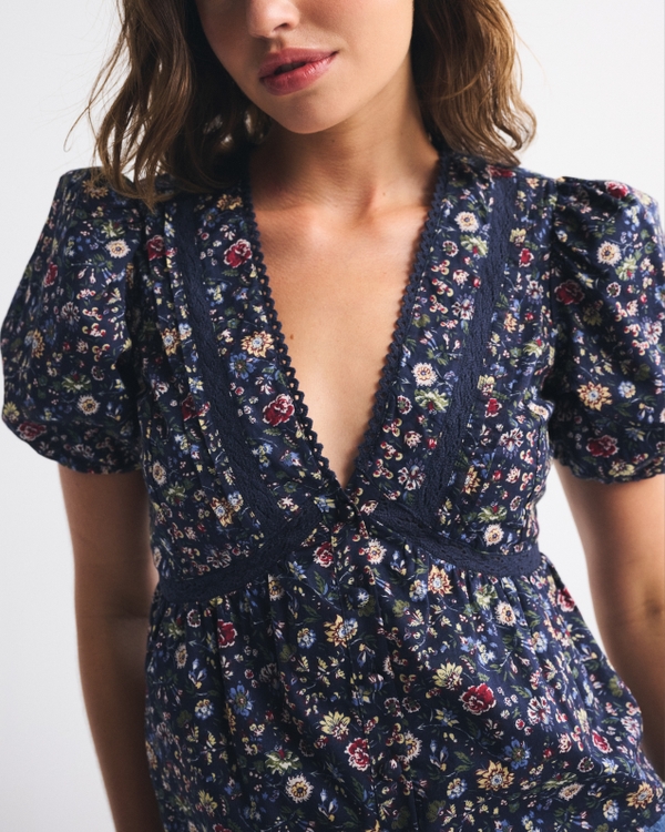 Puff Sleeve Button-Through Top