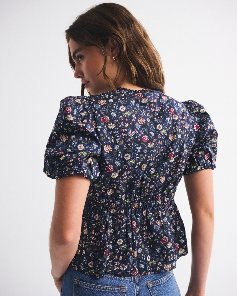 Puff Sleeve Button-Through Top