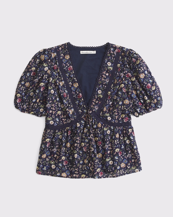 Puff Sleeve Button-Through Top