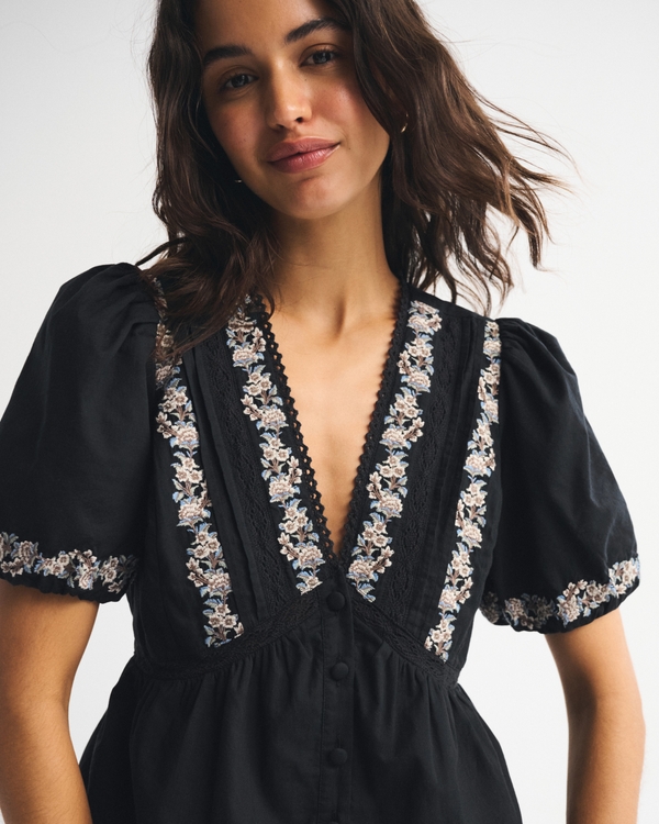 Puff Sleeve Button-Through Top