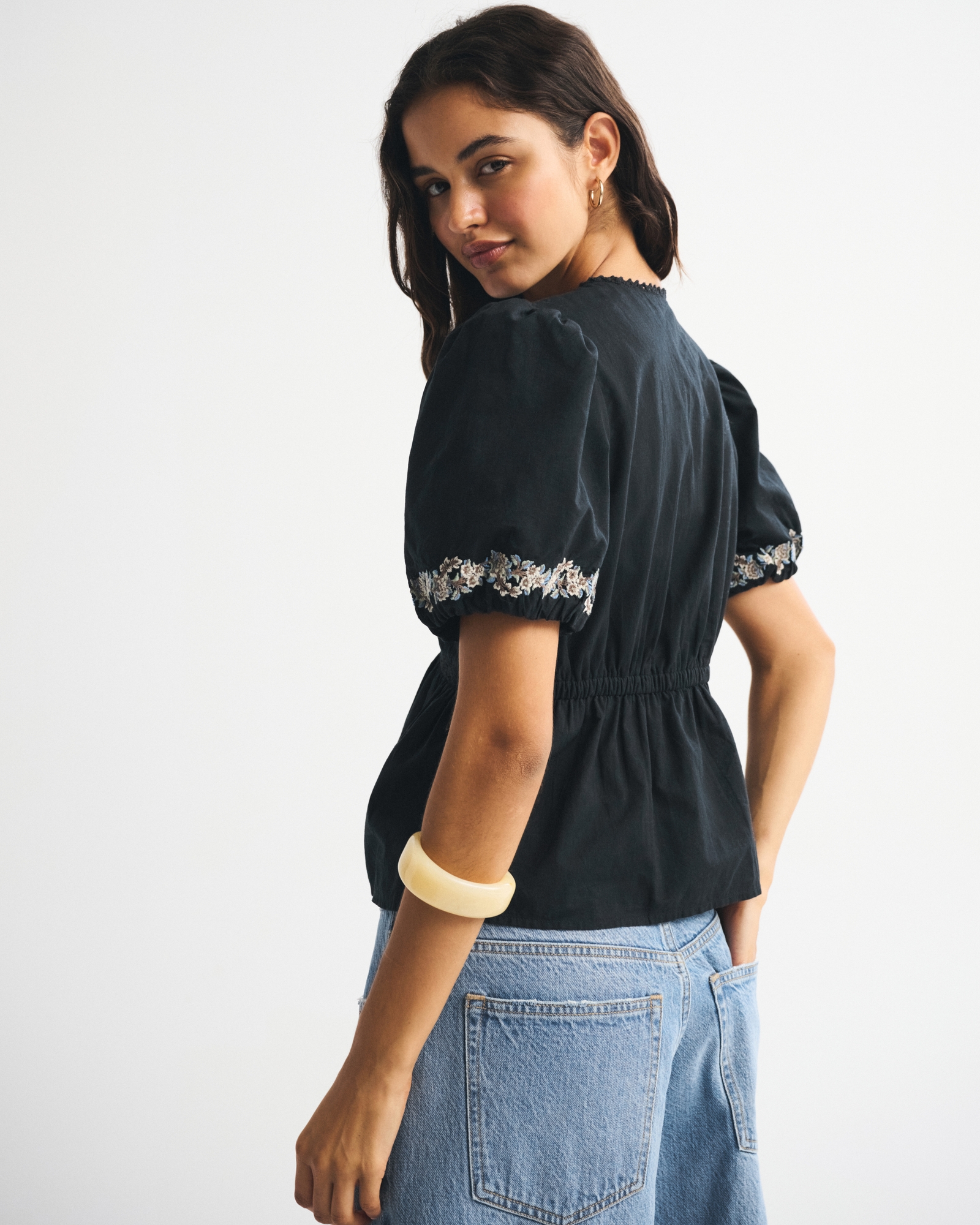 Puff Sleeve Button-Through Top