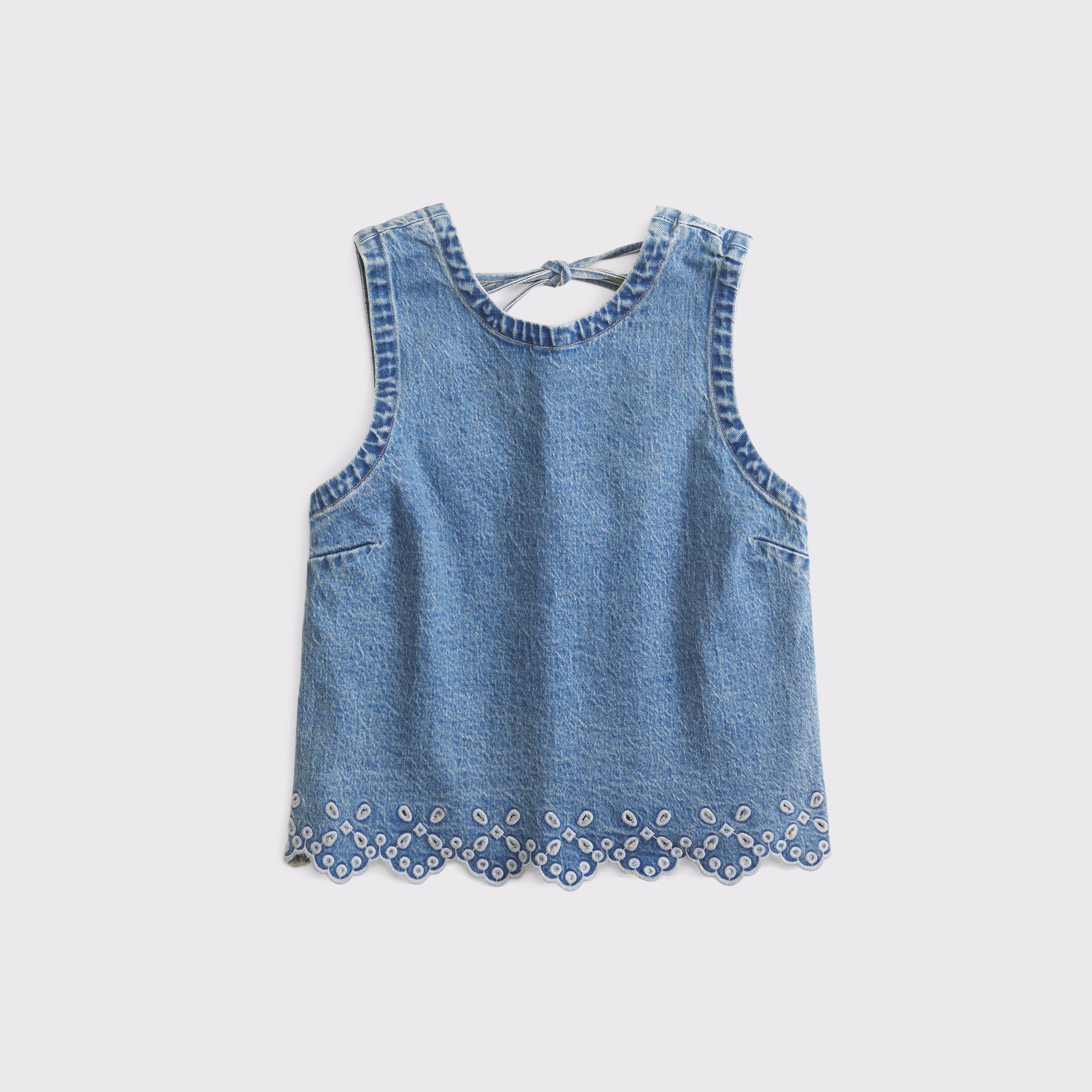 Abercrombie & Fitch Eyelet Denim Shell Top In Blue