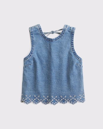 Eyelet Denim Shell Top