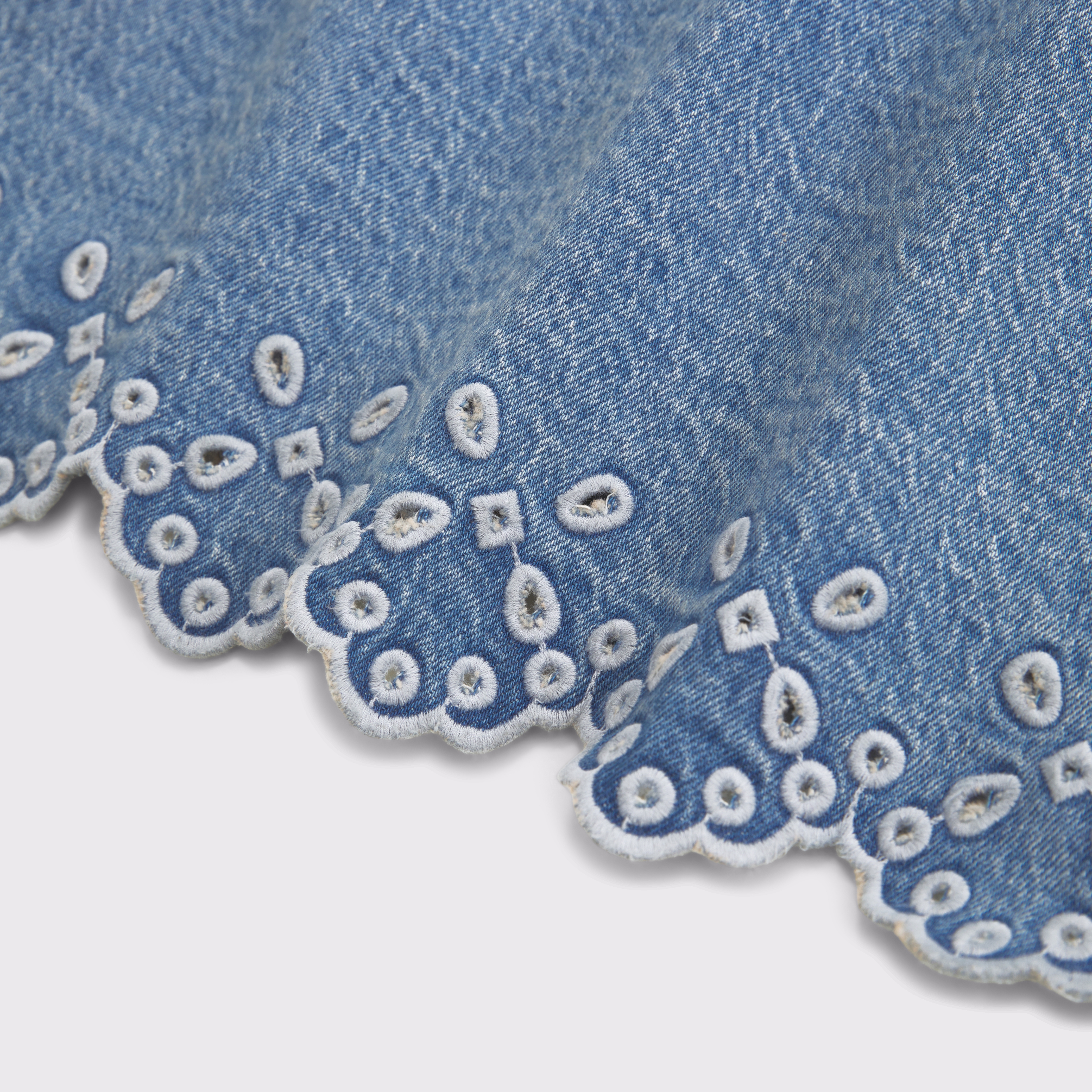 Abercrombie & Fitch Eyelet Denim Shell Top In Blue