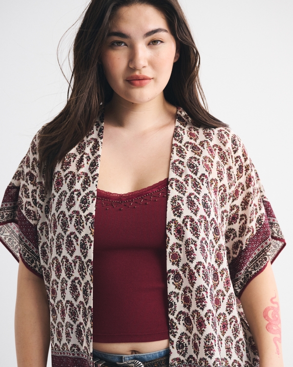 Embroidered Fringe Shawl