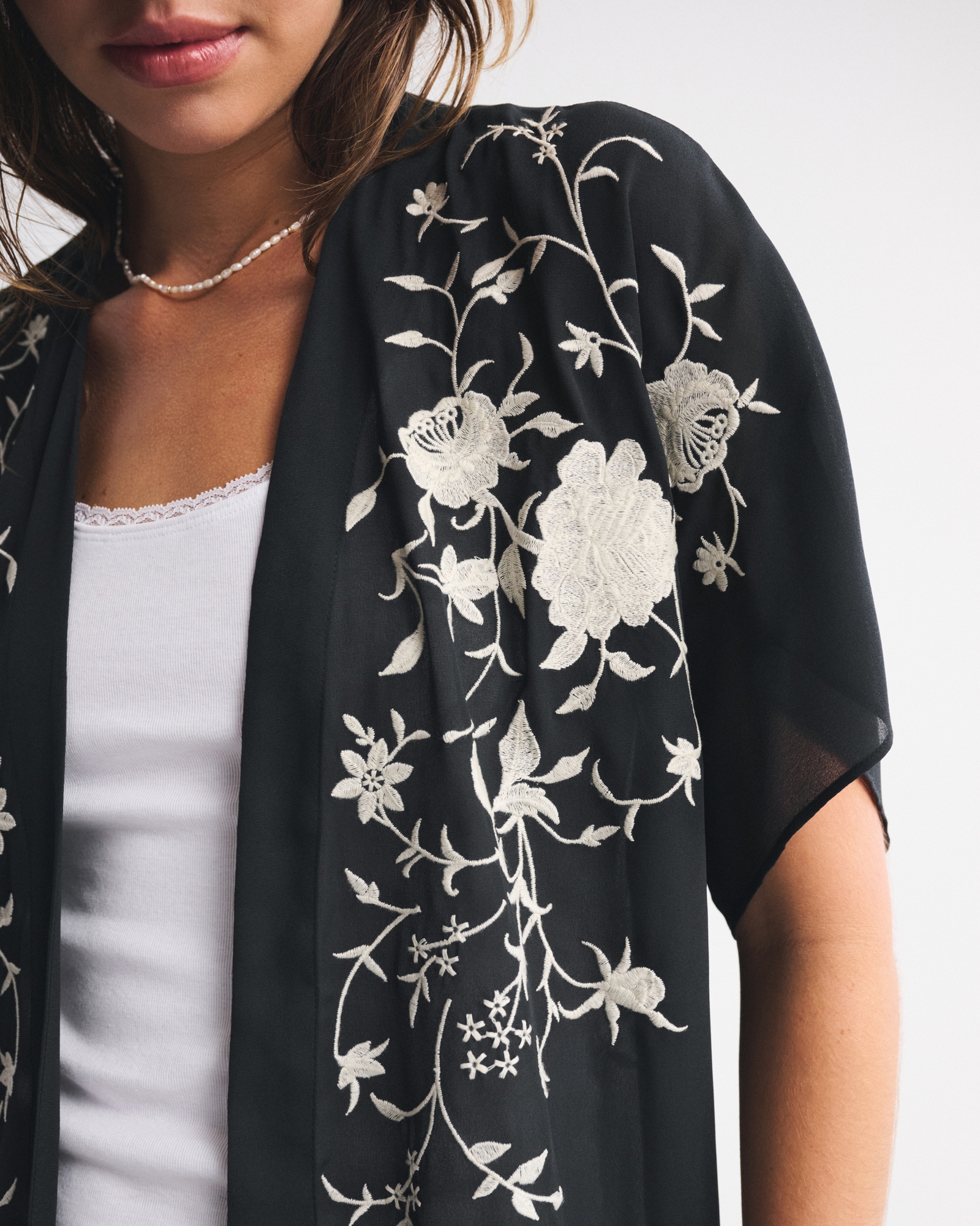 Embroidered Fringe Shawl