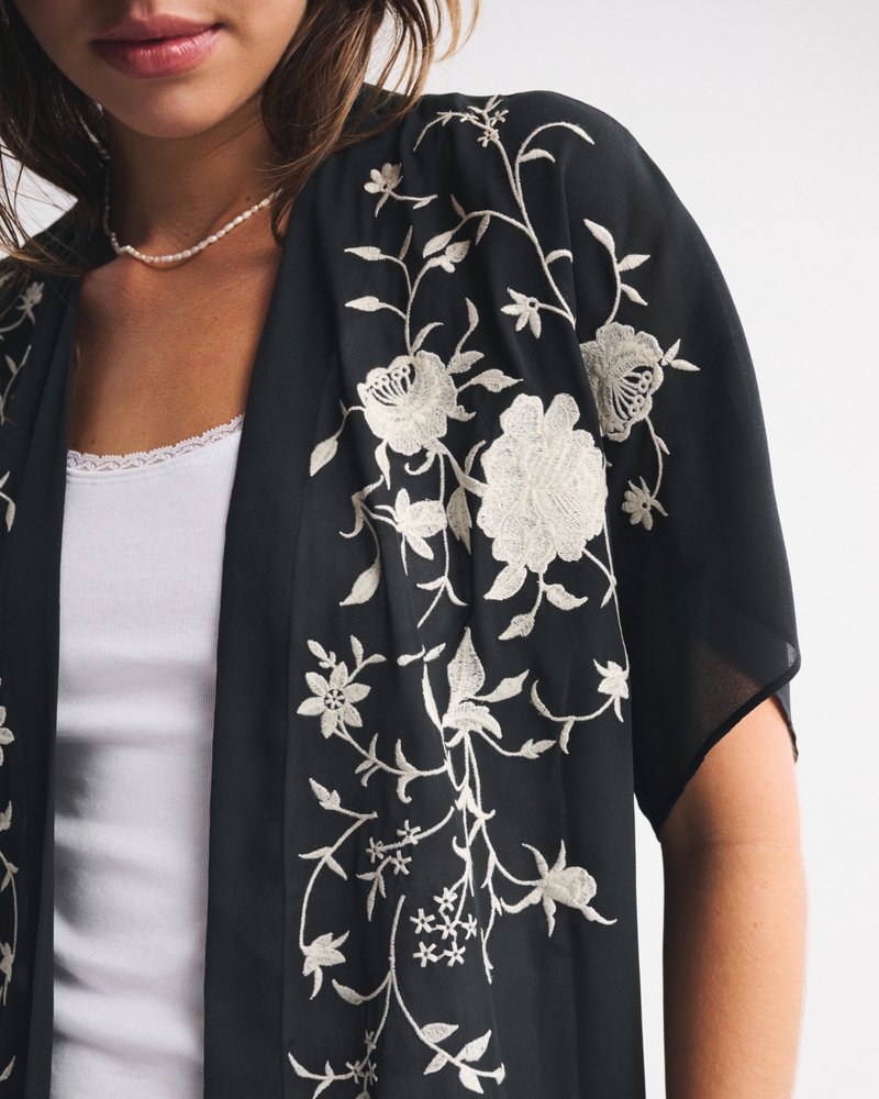 Embroidered Fringe Shawl - thumbnail 10
