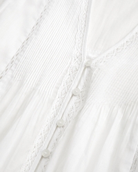 Lace-Trim Button-Through Blouse