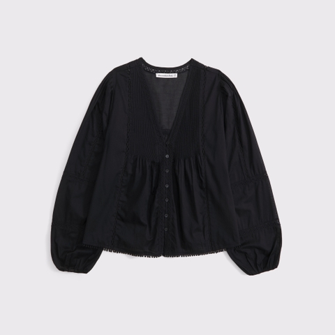 Женские блузки Abercrombie & Fitch Lace-Trim Button-Through Blouse