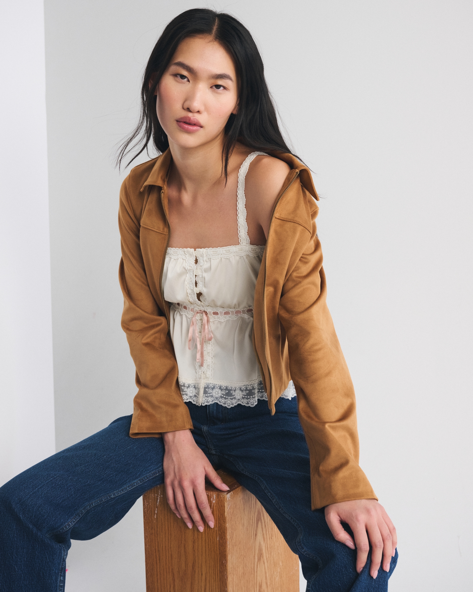 Lace-Trim Button-Through Cami