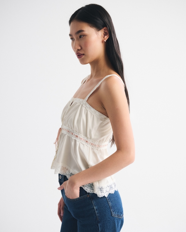 Lace-Trim Button-Through Cami