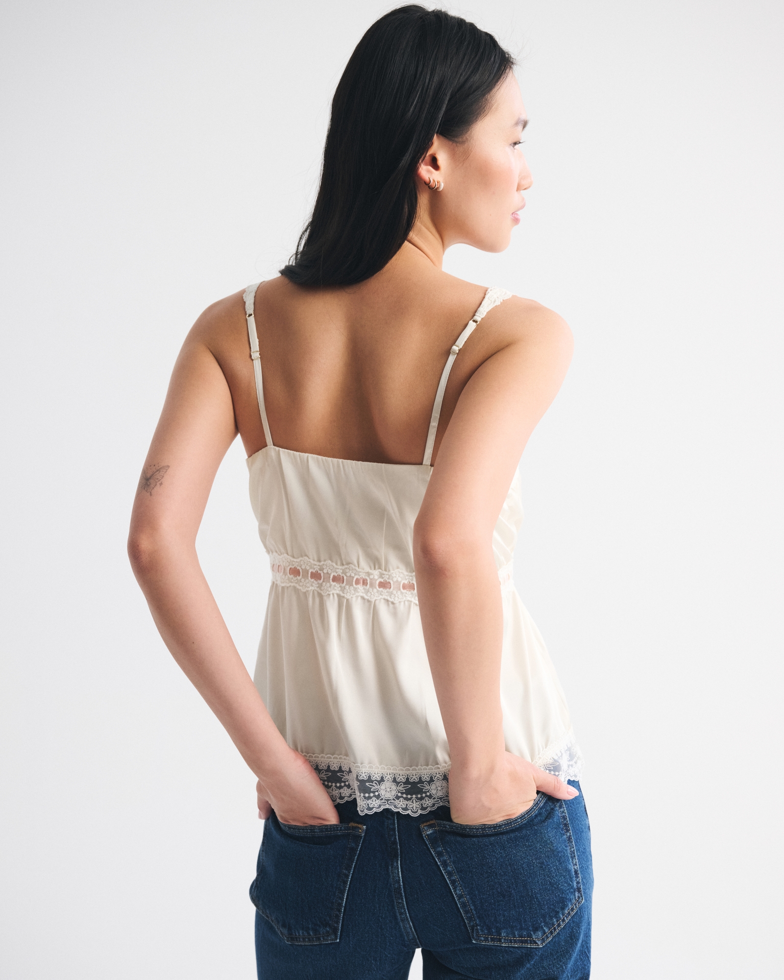 Lace-Trim Button-Through Cami